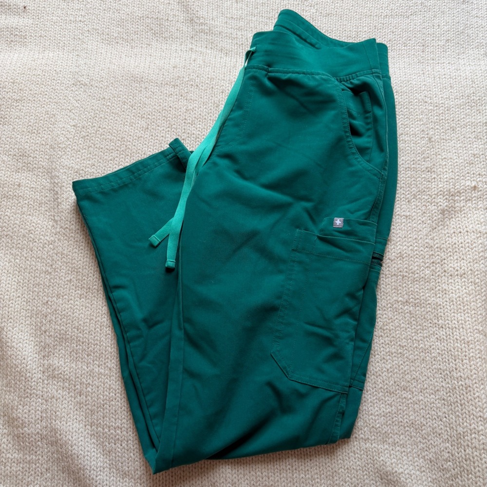 FIGS Yola High-Rise Scrub Pant Dark Green Cargo Pocket Nursing Small *READ*